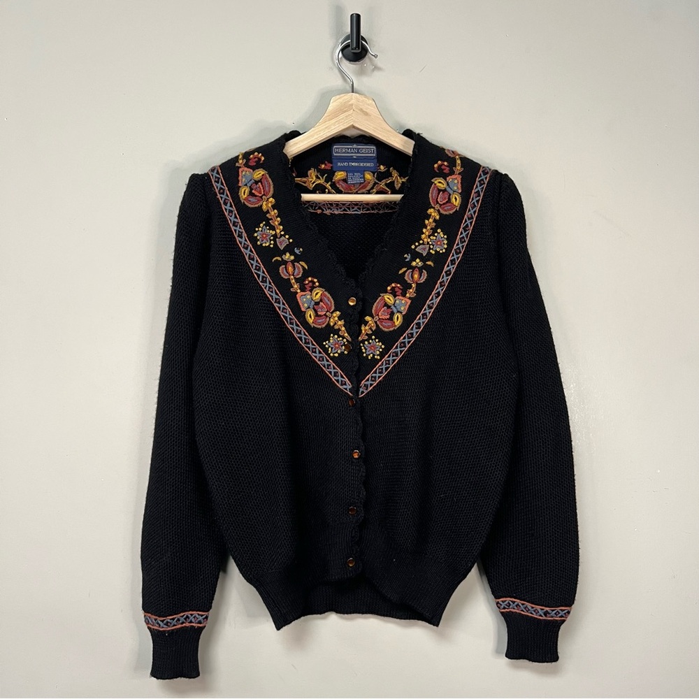 Vintage 90s Hand Embroidered Cardigan